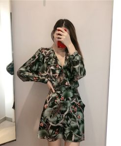 Casual Batwing A Line Floral Print Mini Dress