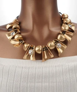 Classic Stainless Steel Exaggerated Metal Vintage Flower Link Chain Party Choker Necklace