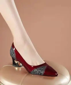 Elegant Pointed Toe Shallow Slip-On Evening Party High Heels Pumps