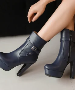 Elegant Zipper Platform Round Toe Concise Short Boot