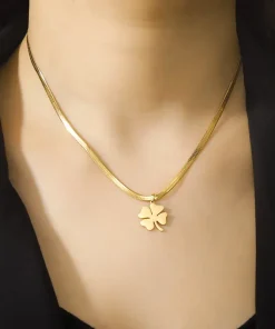 Luxury Leaf Clover Necklace Snake Chain Choker Fashion Jewelry