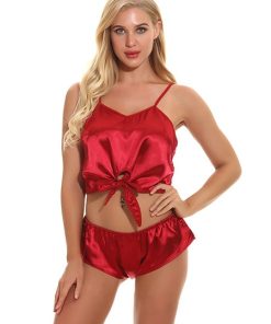 Pajamas Polyester Panty Top 2 Piece Sexy Lingerie