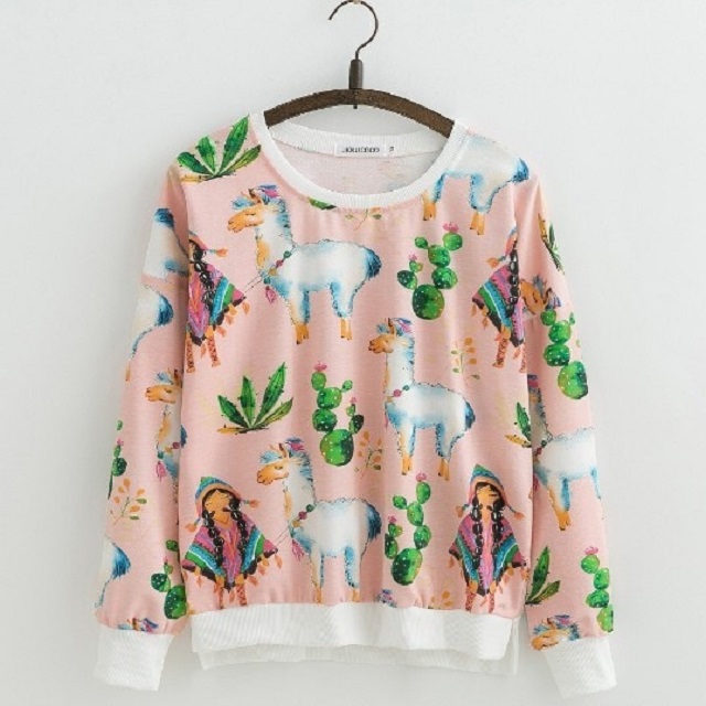 Print Cotton Hoodies Sweatshirts Casual Pullovers