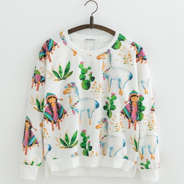 Print Cotton Hoodies Sweatshirts Casual Pullovers - Image 2