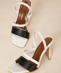 Square Neck Color Block Sandals