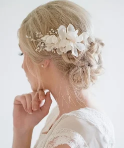 Trendy Metal Crystal Flower Headpiece Bridal Wedding Hair Clips Hairpin