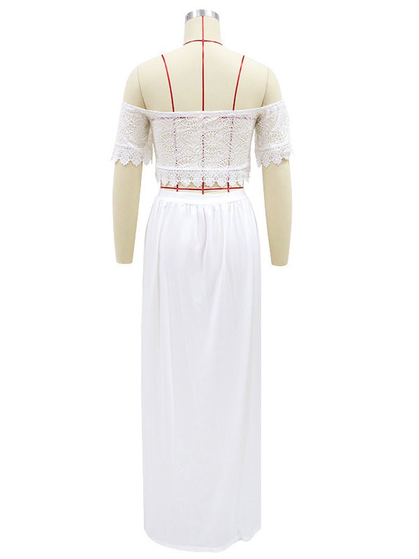 Two Piece Set Off The Shoulder Bardot Top With Maxi Skirt - Image 4